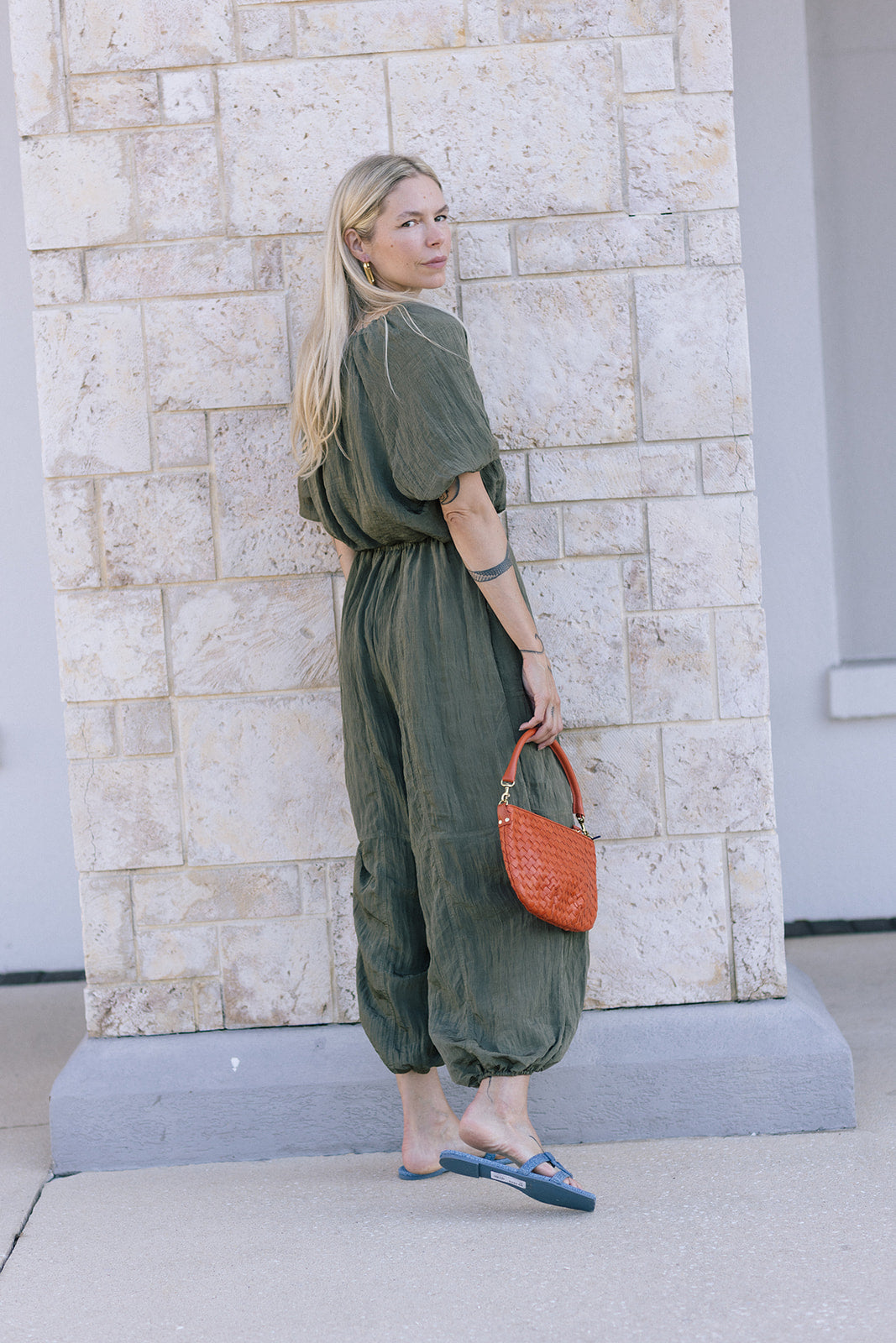 Anni Puff Sleeve Cropped Top and Freya Parachute Pant full body side