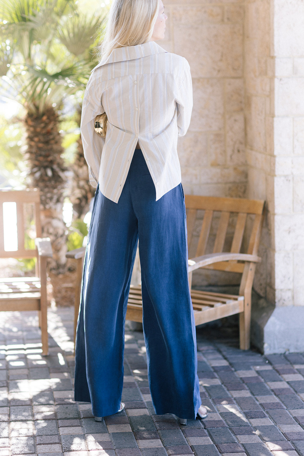 Paola Stripe Shirt and Tali Pants full body back
