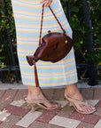 Darya Suede Wedge Thong Sandal and fish bag