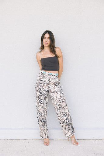 Raquel Allegra Pico Zebra Print Pant front