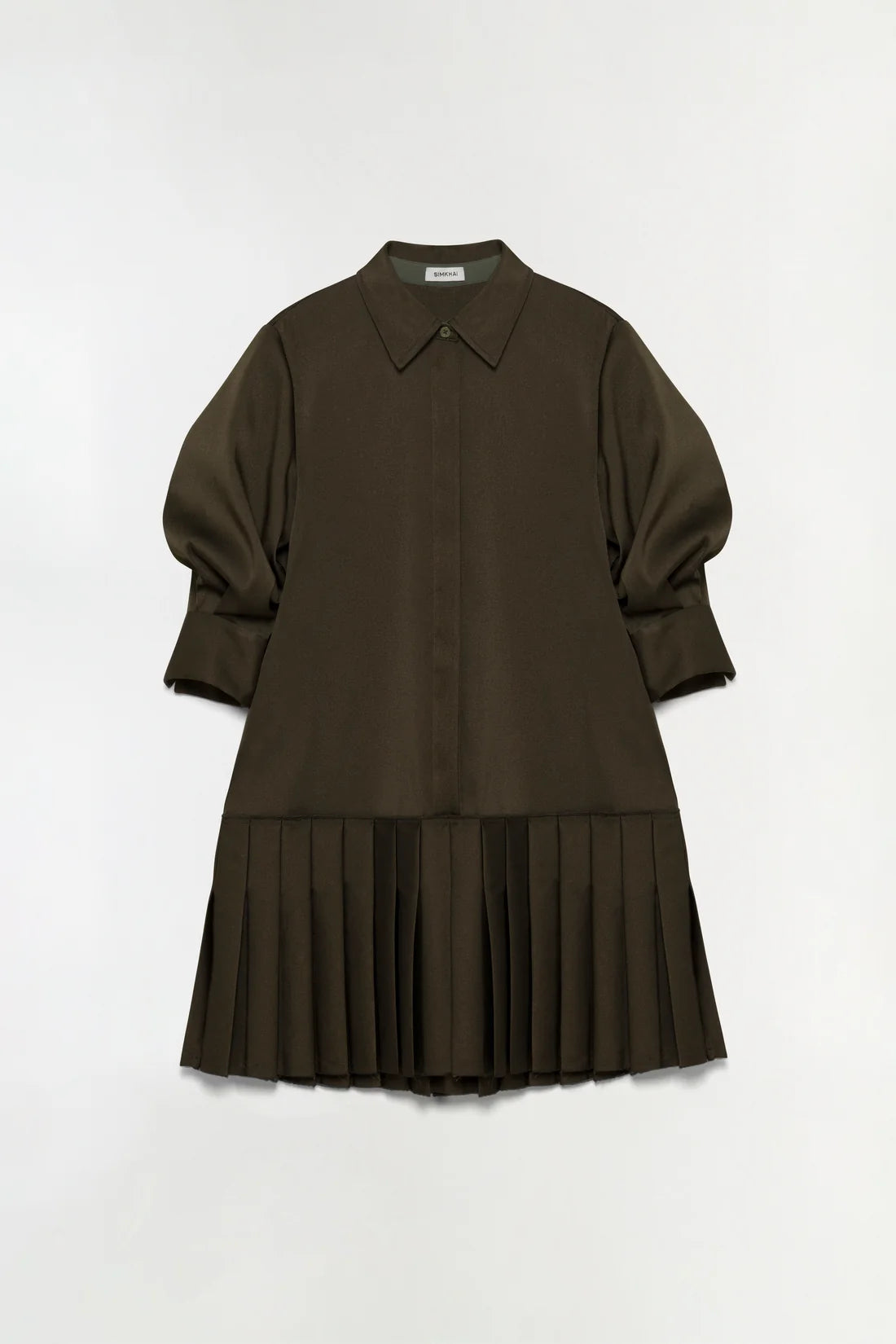 Regina Pleated Mini Shirt Dress by itself
