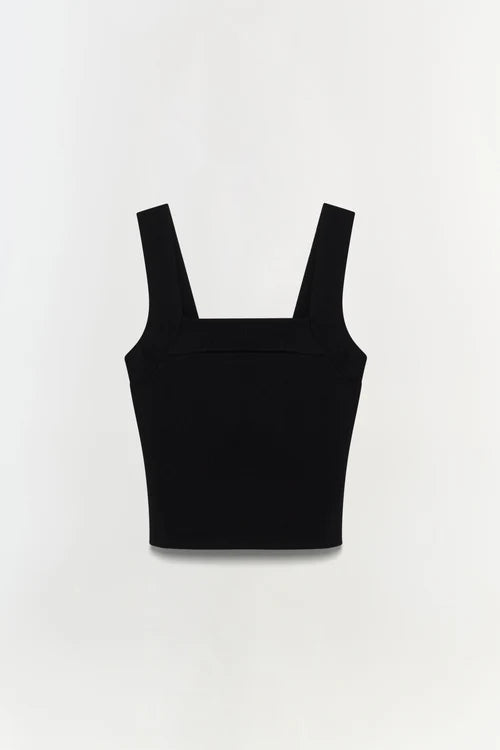 Black crop top on a white background