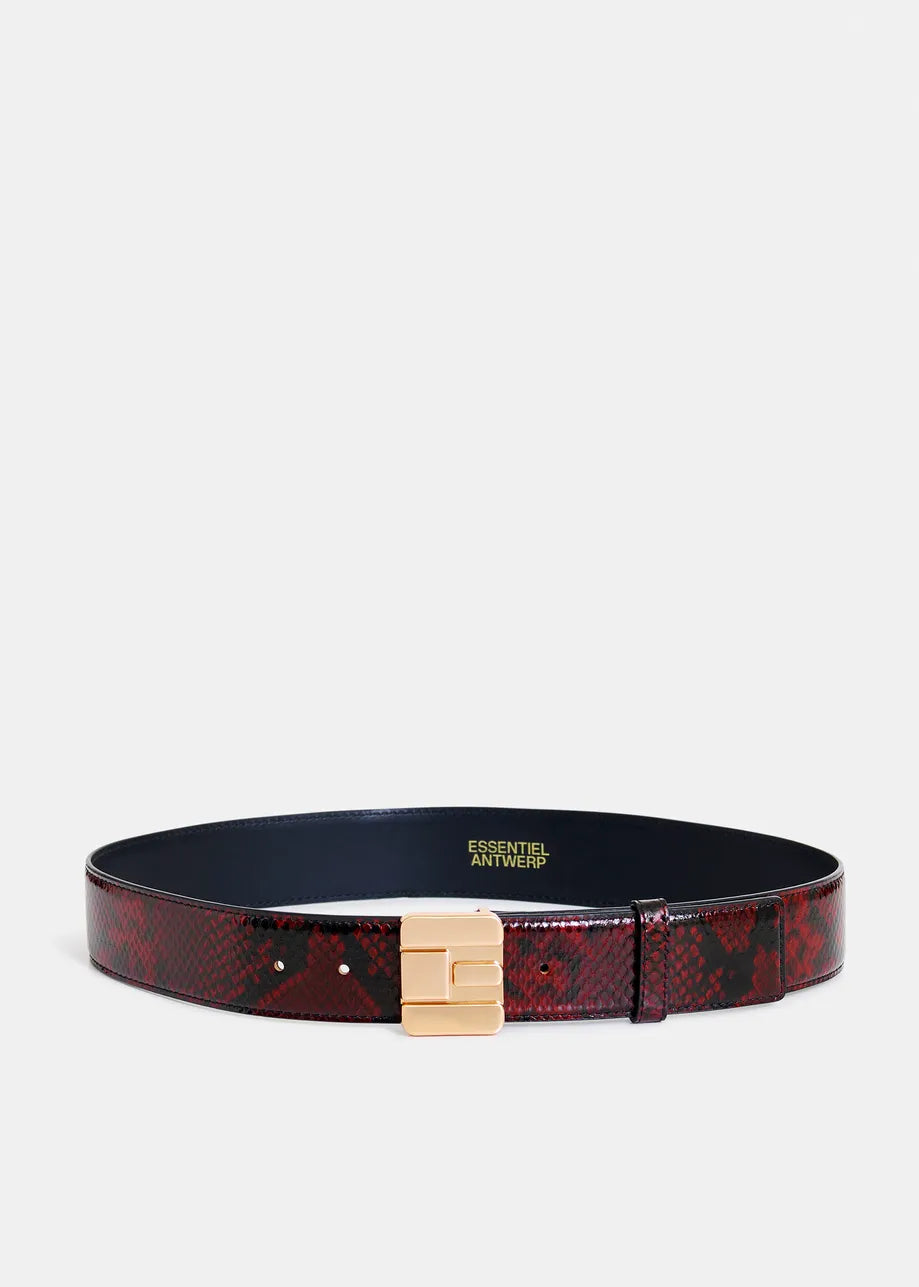 Snake Print Leather Logo Belt by itself
