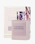 Perfume bottle labeled 'Favorite Daughter' with packaging on a white background