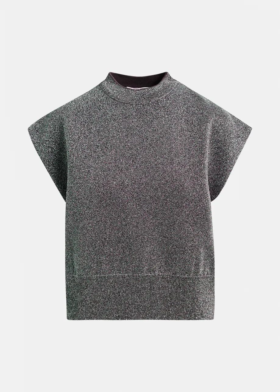Gray sleeveless top on a light gray background