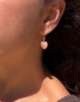 Isabel Pink Jade Heart Earrings on other ear