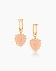 Isabel Pink Jade Heart Earrings side by side