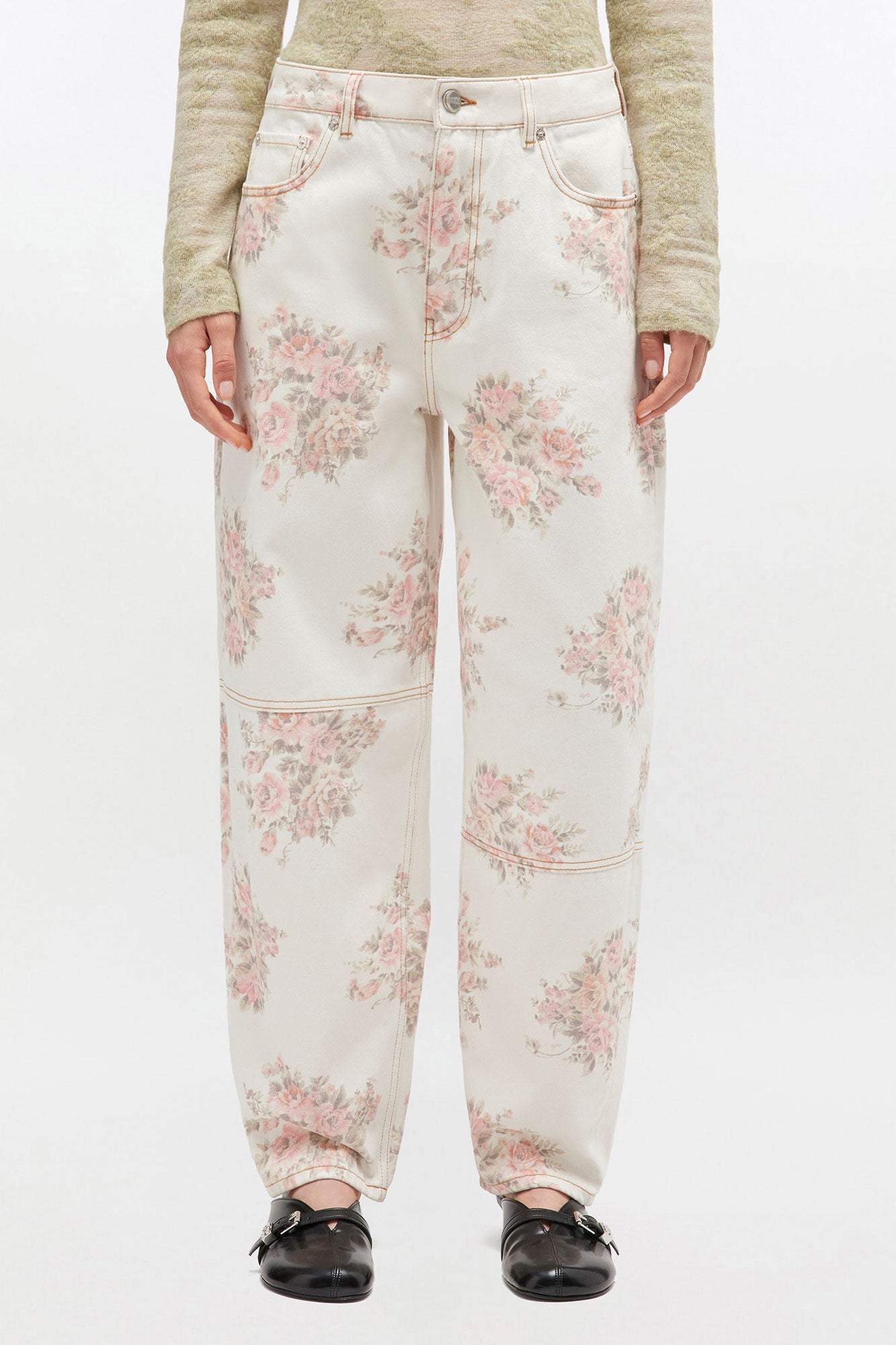 Floral Printed Stary Jeans front
