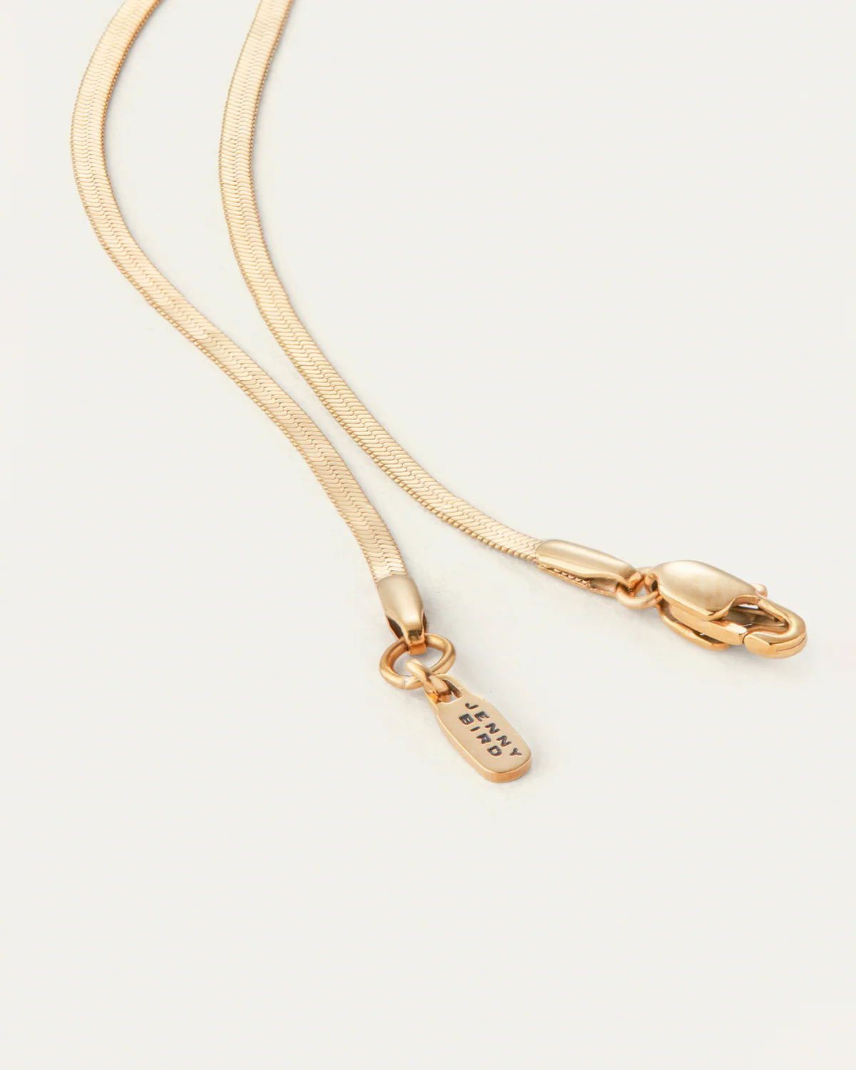 Gold necklace with a clasp on a white background