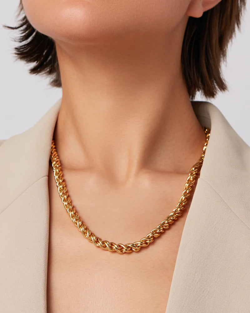 Rizzo Necklace closer up front view on model