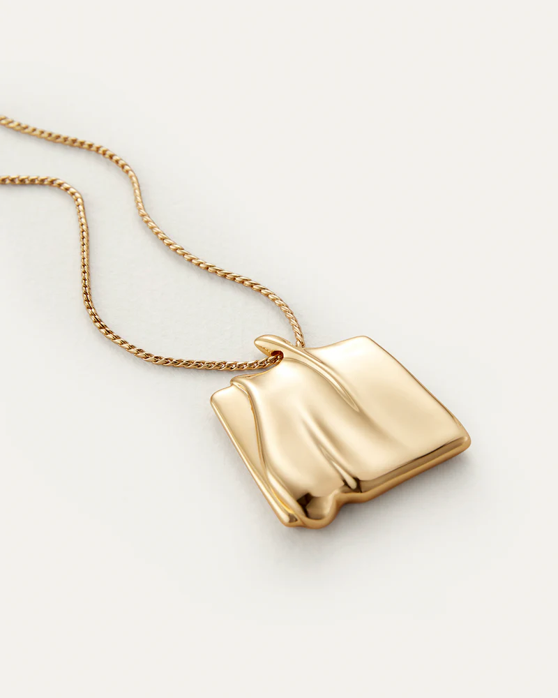 Large Sundra Pendant Necklace Gold close up