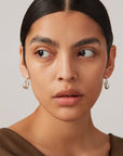 Colette Hoops Small in Silver front view on model