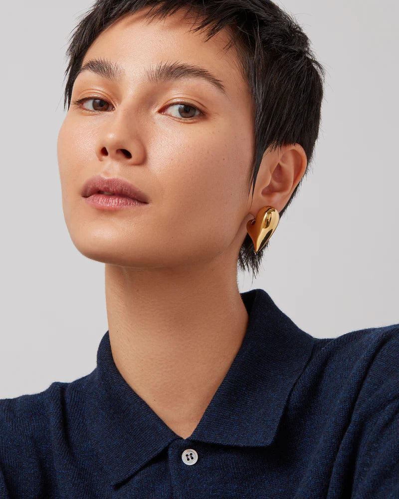 Art Heart Puff Earrings on model