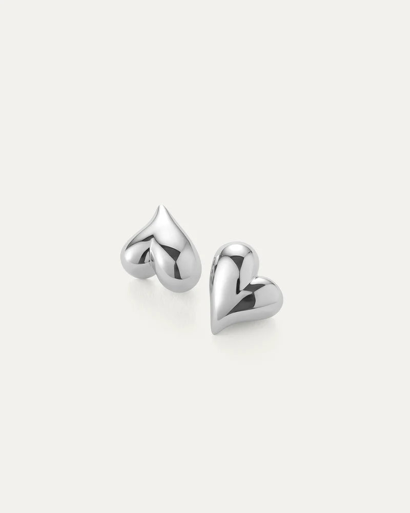 Art Heart Button Earrings side by side