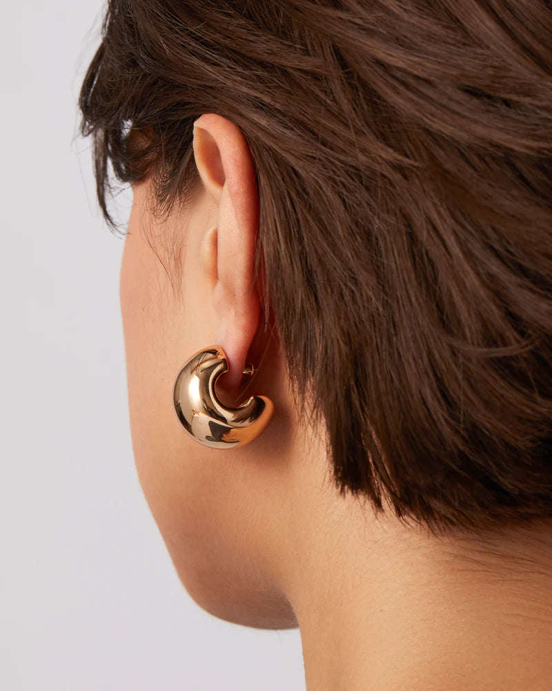 Gemma Hoops Gold on model, back