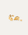 Mini Florence Earring in Gold on white background with one earring backing off