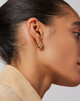 Mini Florence Earring in Gold side view on model