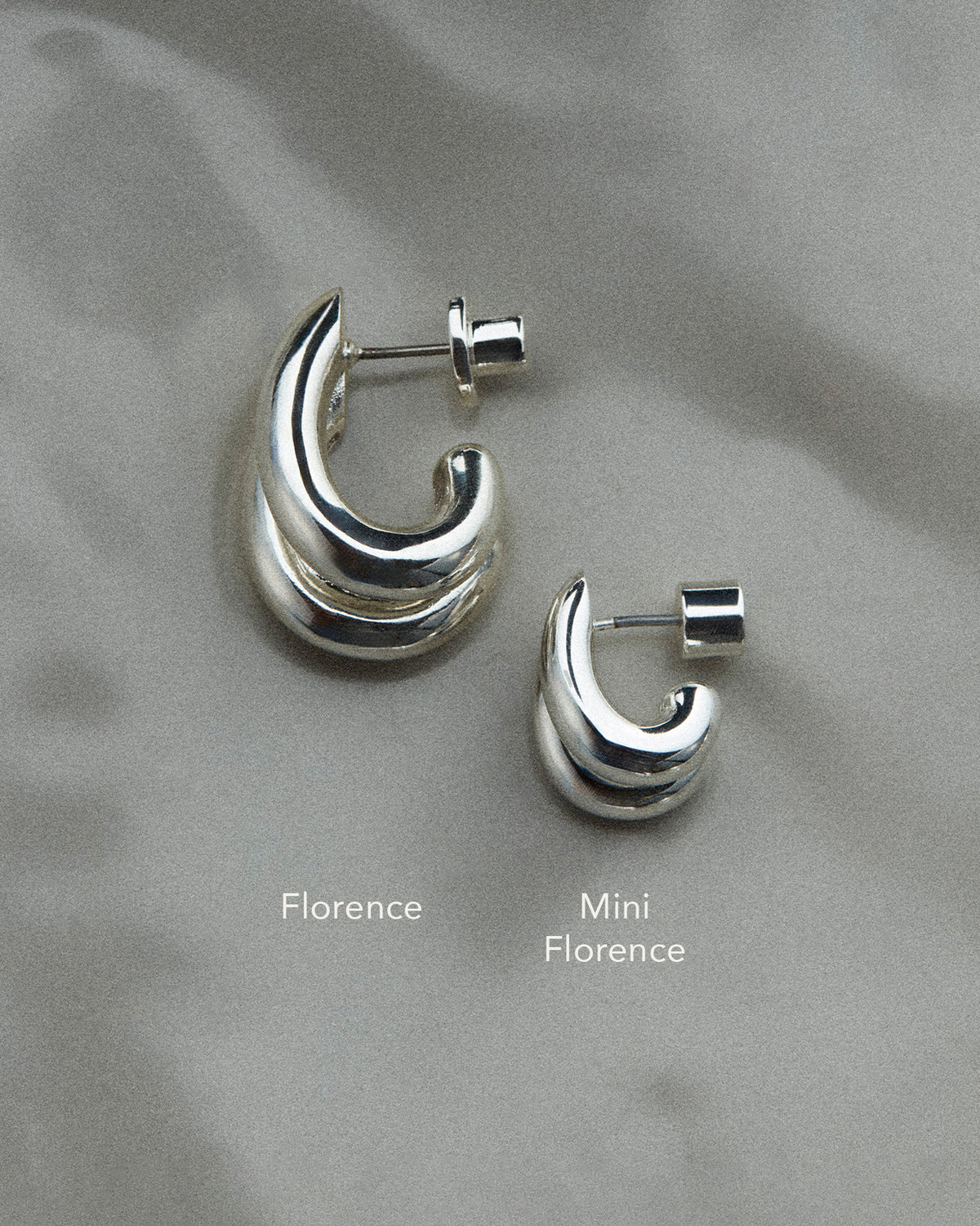 Mini Florence Earring next to regular Florence