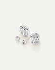 Monroe Earrings in Silver on white background showing earring backings