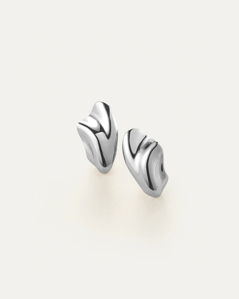Jenny Bird Portia Earrings in Silver flat lay