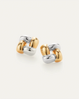 Medium Woven Square Earrings in Two-Tone front view on white background