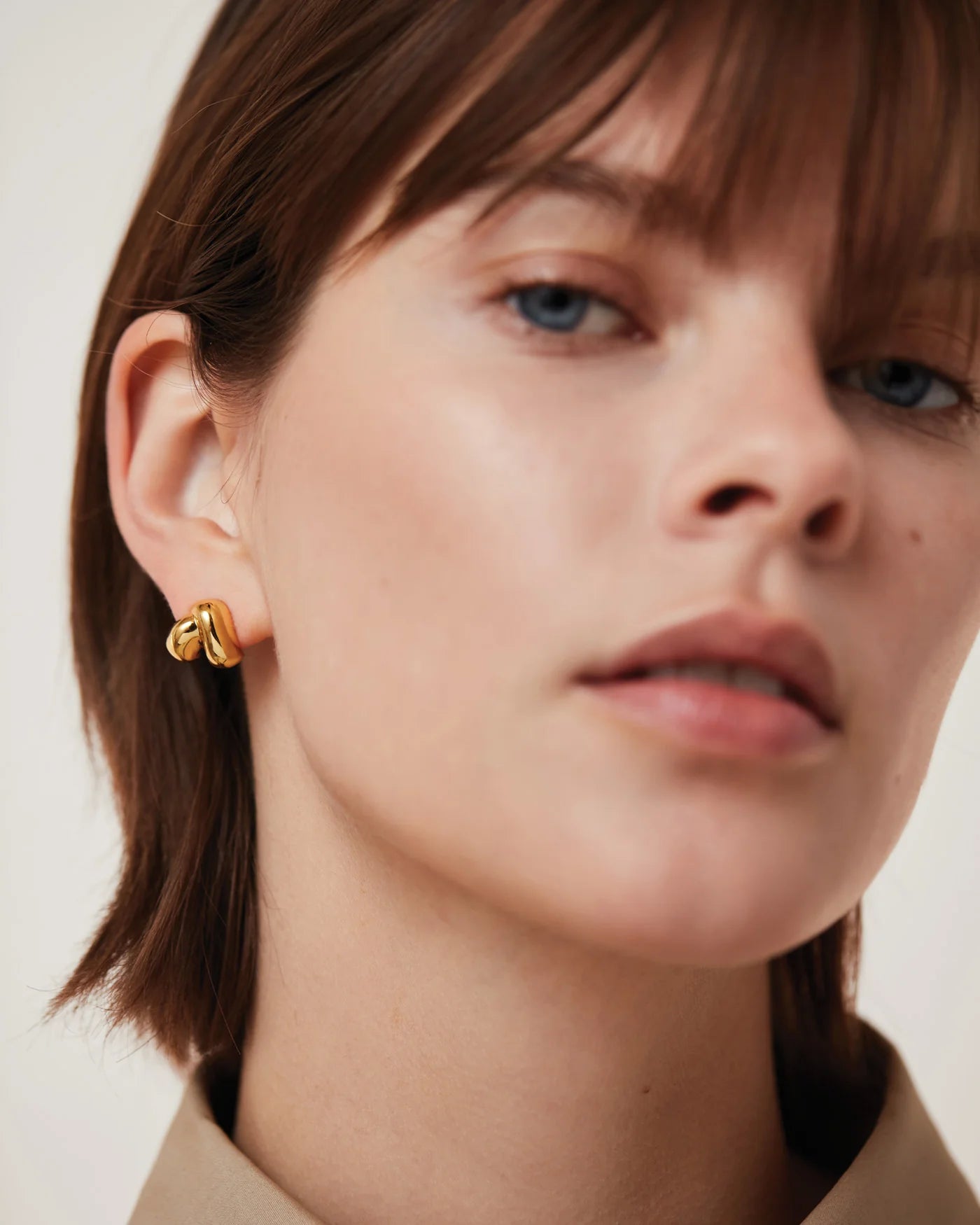 Beatrix Earrings front view on model