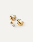 Small Nelle Hoops in Gold with backings off on white background