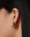 Lennon Hoops in Gold close up side view on model