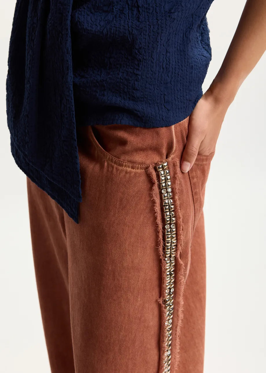 Jeeper Embellished Wide Leg Pant super close up embellishment detail