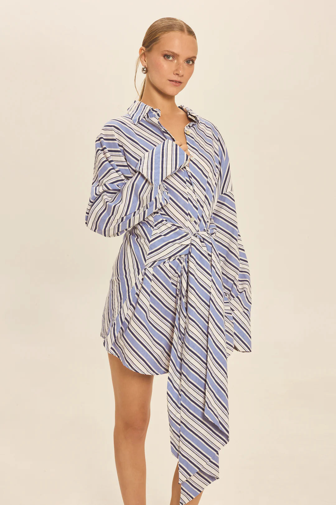 Sully Dress Stripe Violet close up front