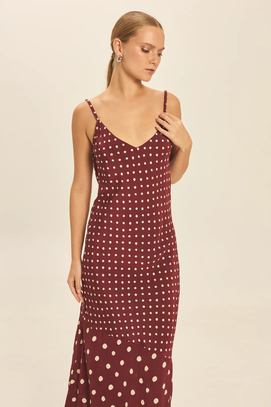 Syd Slip Dress Dot Port close up front