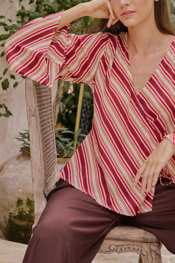 Kiki Top Stripe Cherry close up