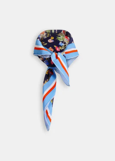 Colorful headscarf with floral pattern on a white background