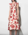 Jacqueline Flutter Sleeve Midi Dress front/side