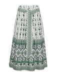 Green and white patterned skirt on a white background
