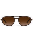 Brown sunglasses with a gradient lens on a white background