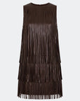 Sina Fringe Dress front view on white background