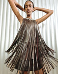 Sina Fringe Dress front view on model with fringe moving around