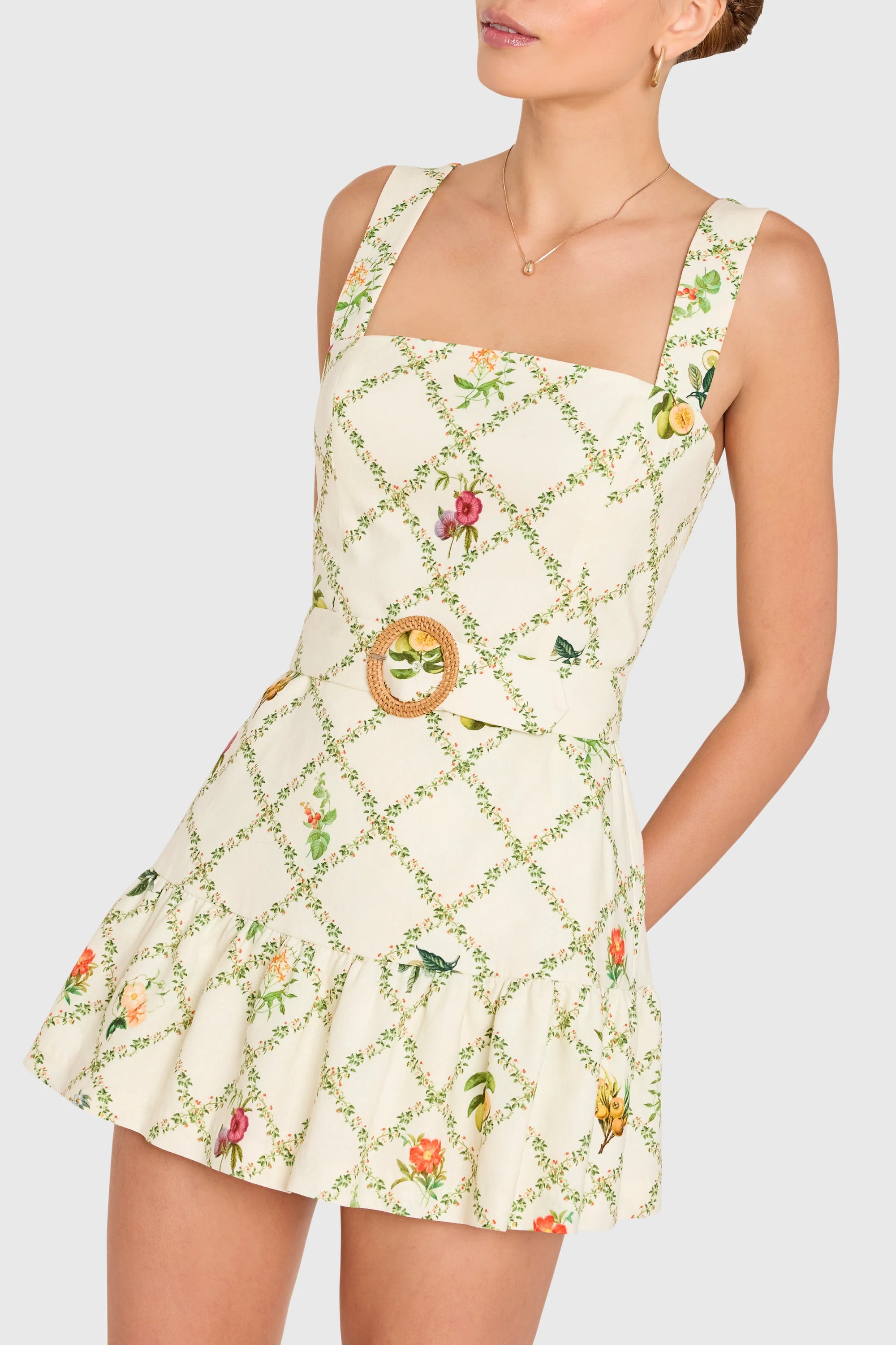 Lena Romper in Trellis close up front