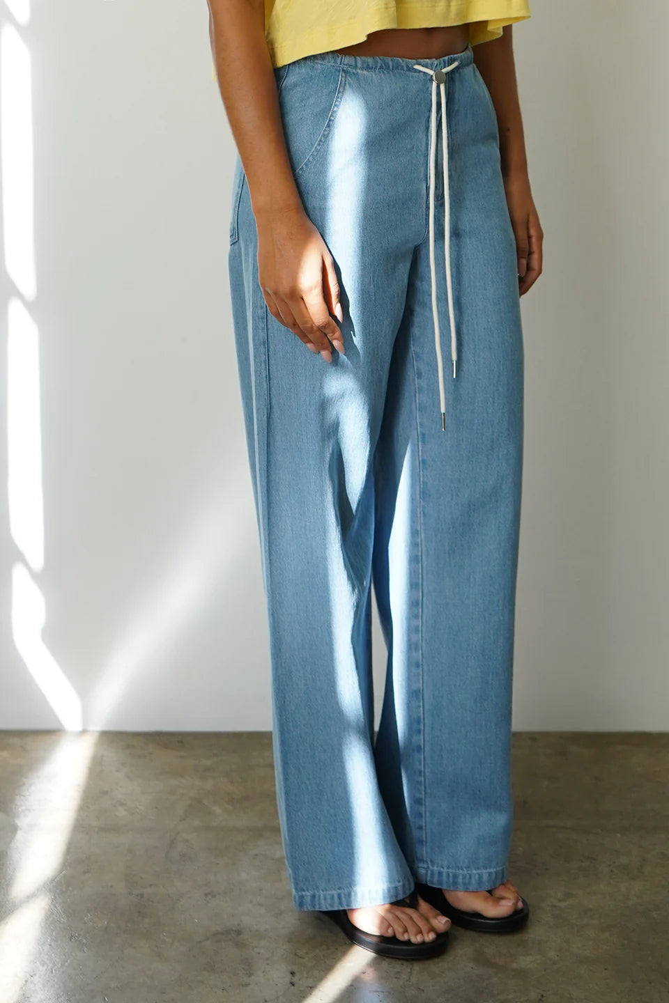 Dusty Soft Denim Pant close up side/front