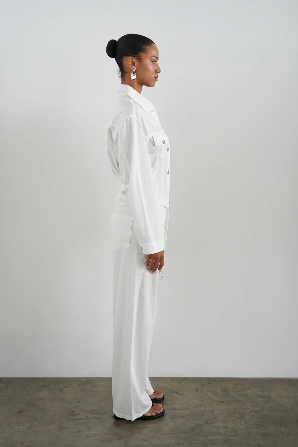 Dusty Soft Denim Pant White side