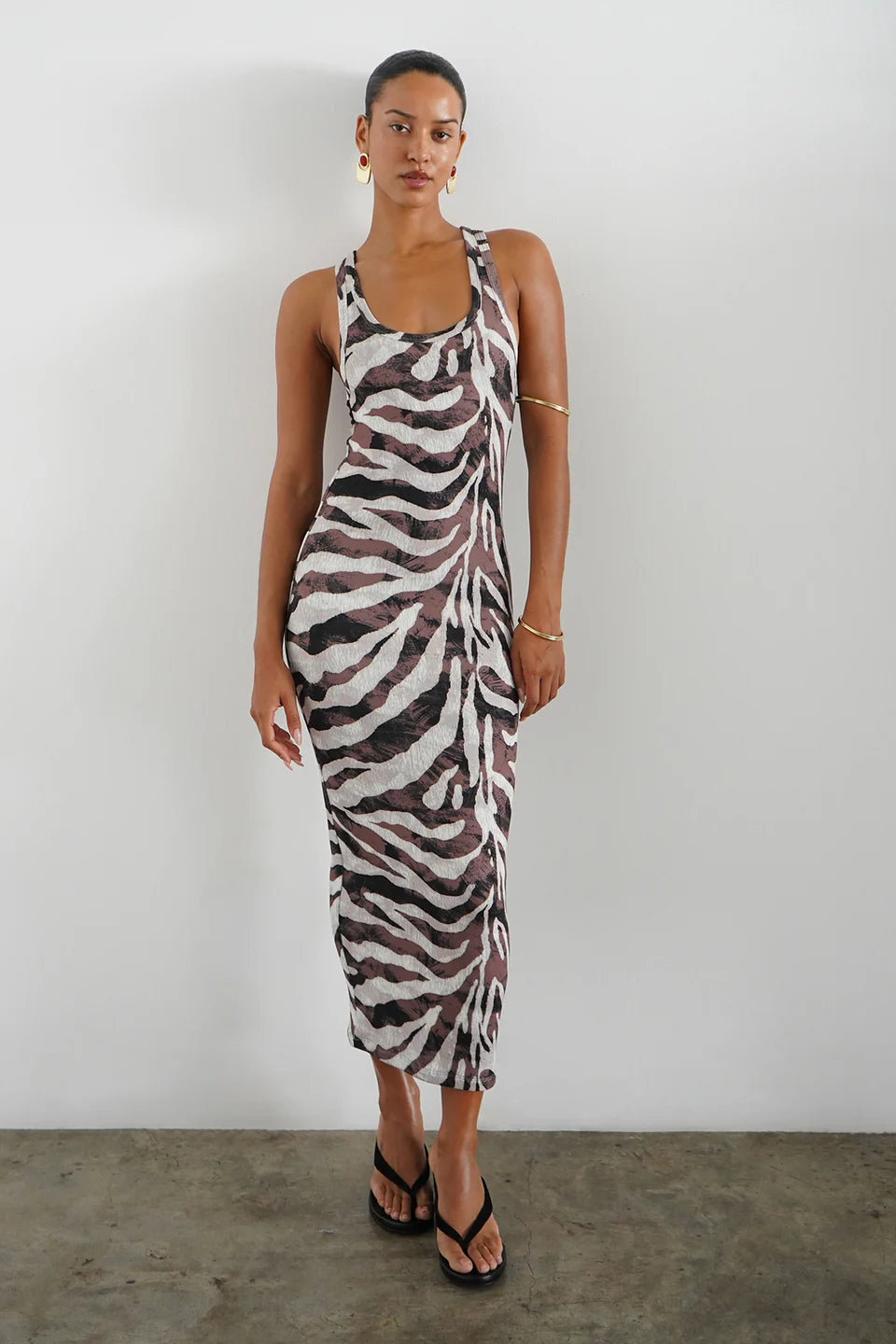 Safari Rib Timeless Tank Midi Dress front view