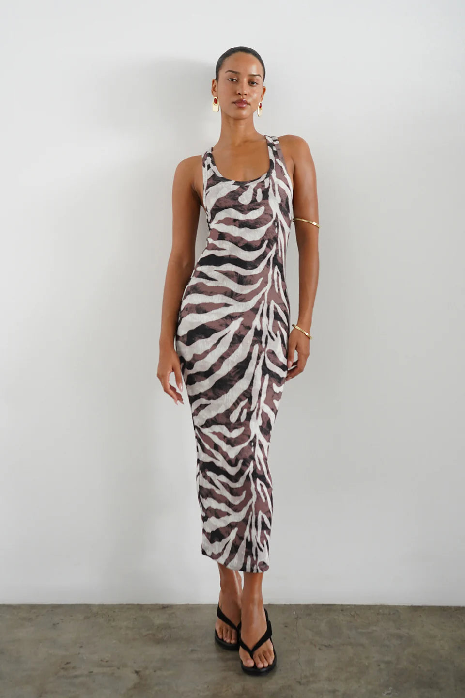 Safari Rib Timeless Tank Midi Dress front