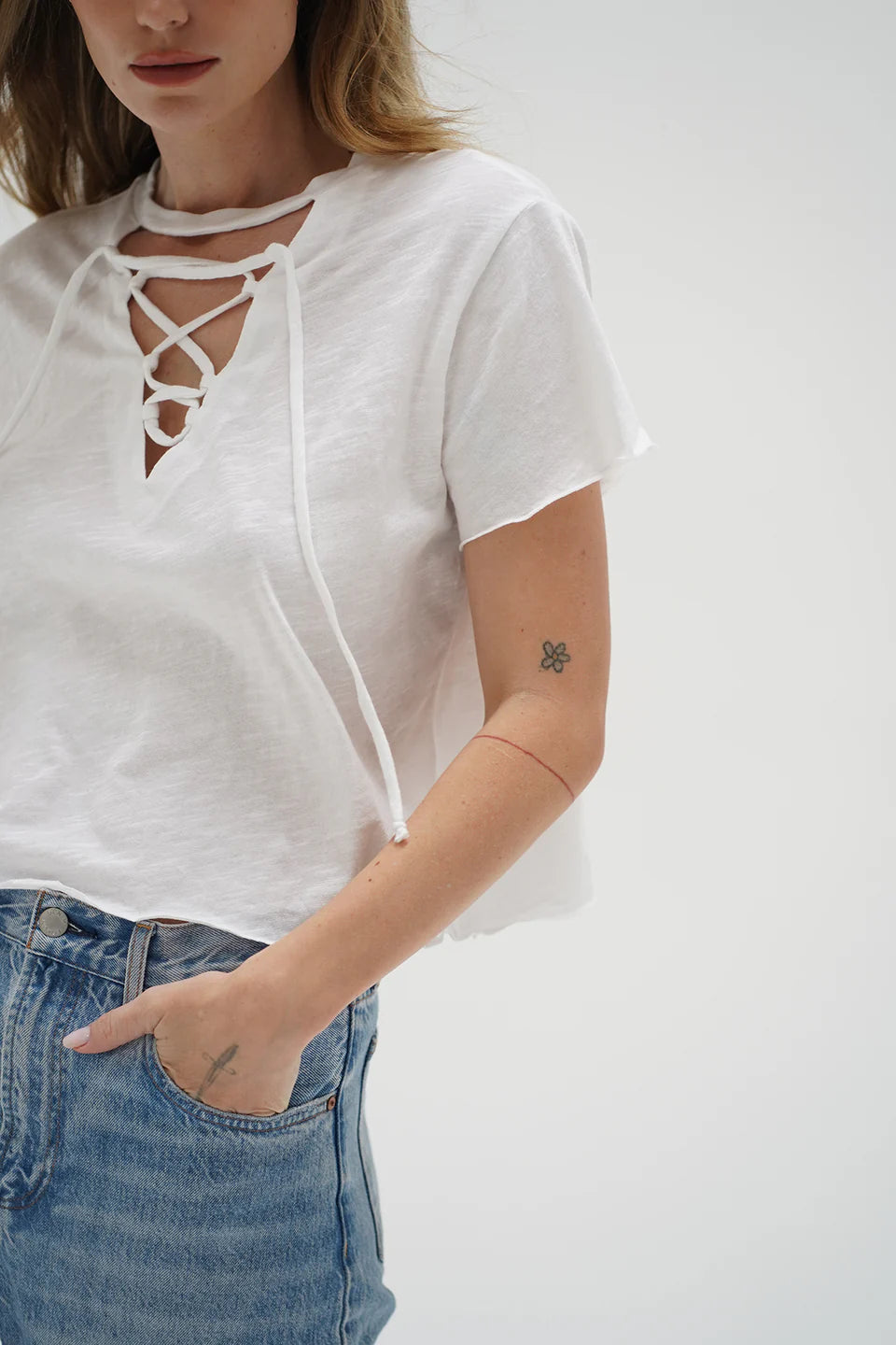 Tropic Tie Front Tee close up