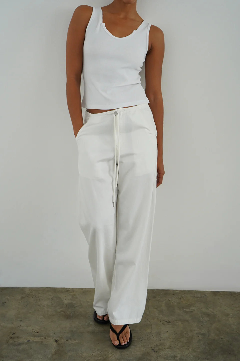 Dusty Soft Denim Pant White front