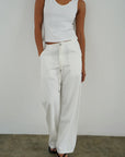 Dusty Soft Denim Pant White front