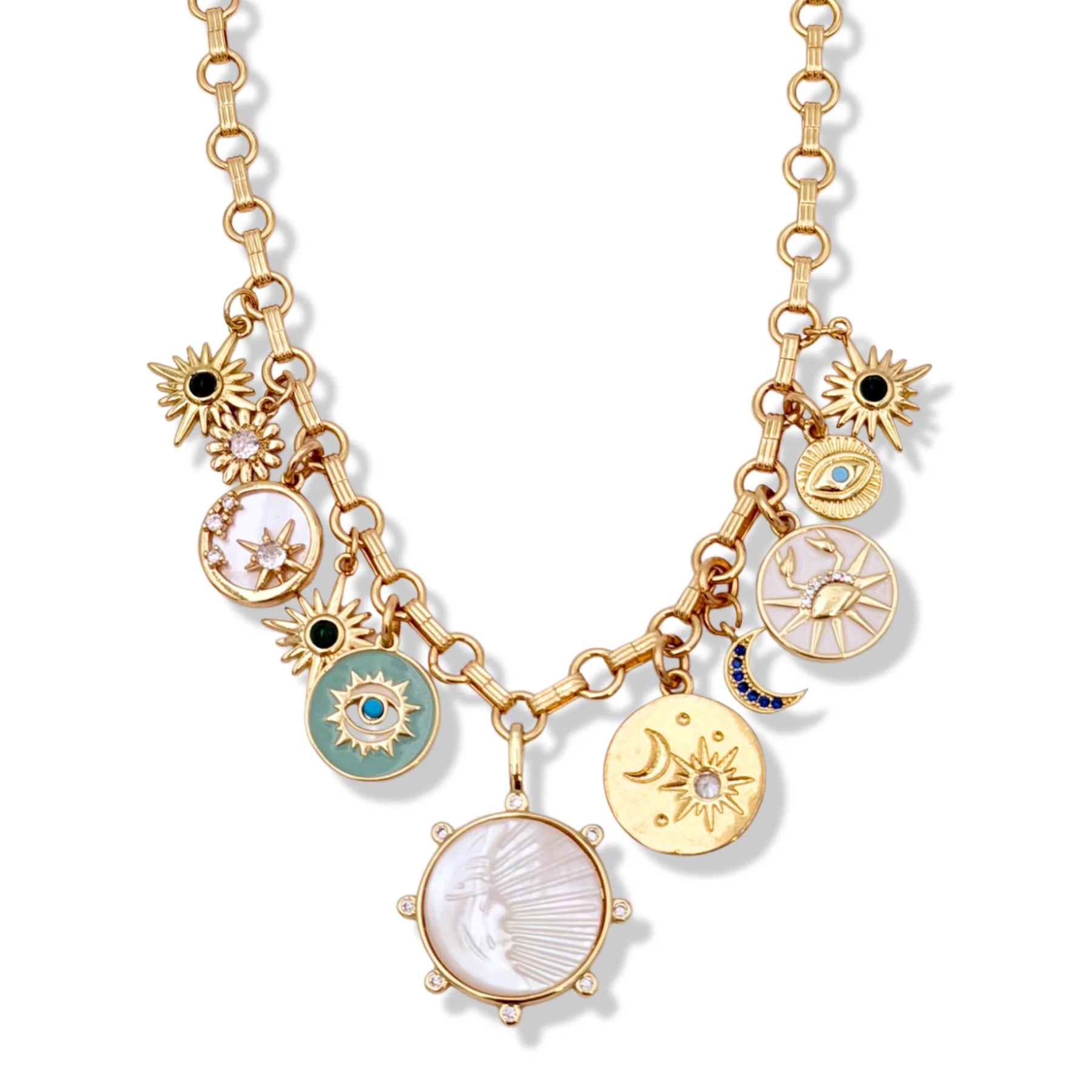 La Luna Charm Necklace close up charm detail