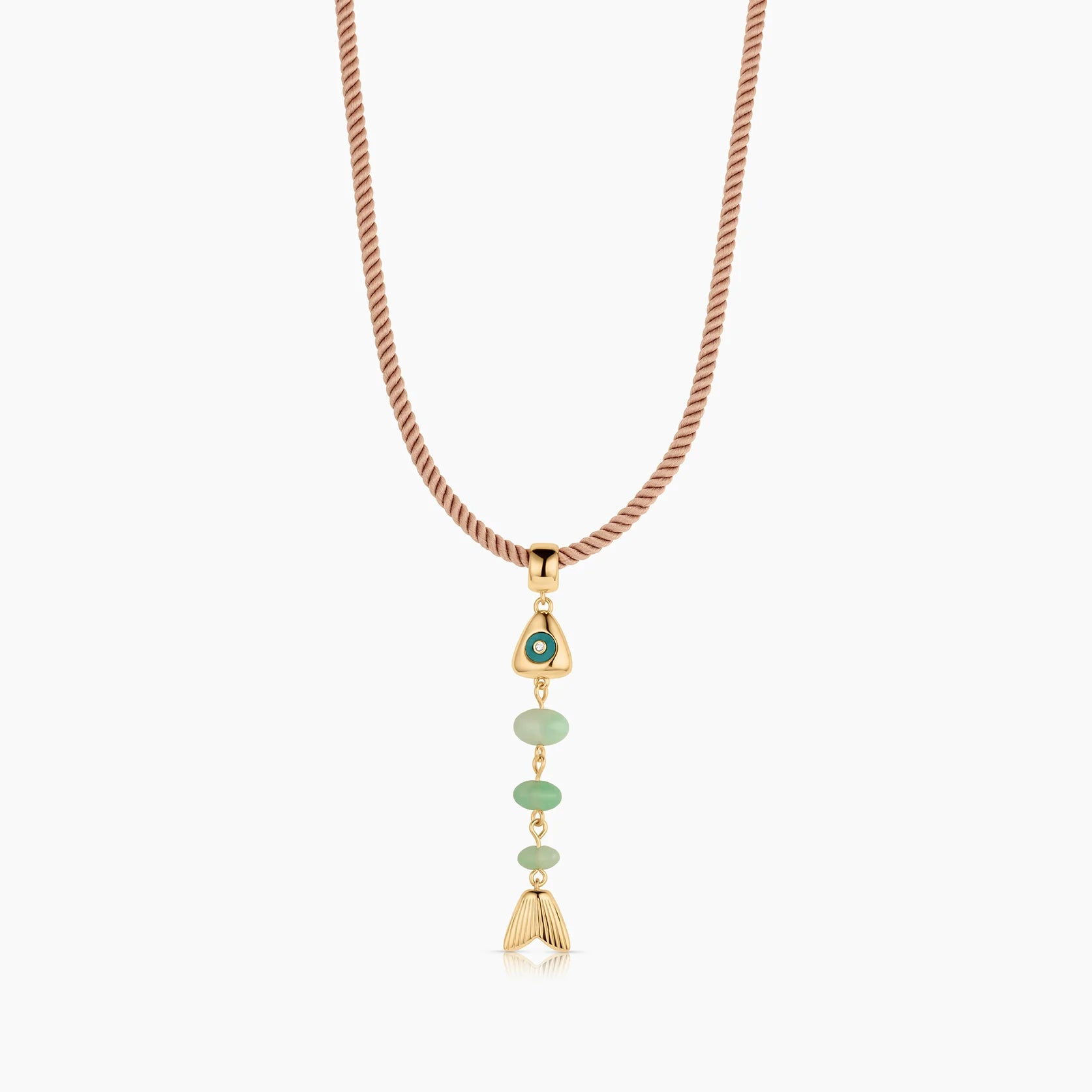 La Pez Chrysoprase Fish Bail on cord necklace