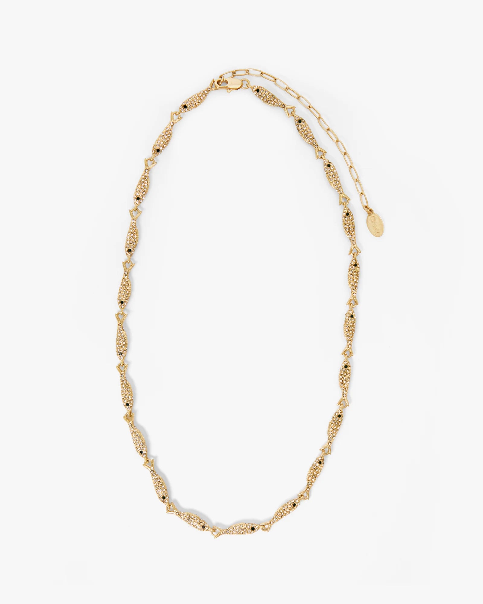 Gold necklace on a white background
