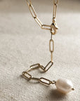 Lea Pearl Lariat Necklace close up of lariat part of necklace
